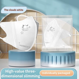 หน้ากากป้องกันสามชั้น พิมพ์ลายการ์ตูน Hello Kitty สีมาคารอน แบบใช้แล้วทิ้ง สําหรับผู้ใหญ่ 10 ชิ้น 50 ชิ้น