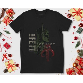 oversize T-shirt เสื้อยืด พิมพ์ลาย Star Wars Boba Fett Scourge of the Galaxy สําหรับผู้ชาย และผู้หญิง S-5XL