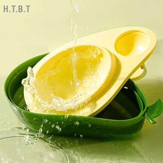 H.T.B.T Avocado Shape Cat Feeder Raised Slow Food ชุดเครื่องให้น้ำแมวอัตโนมัติสำหรับสุนัขแมวขนาดกลางขนาดเล็ก