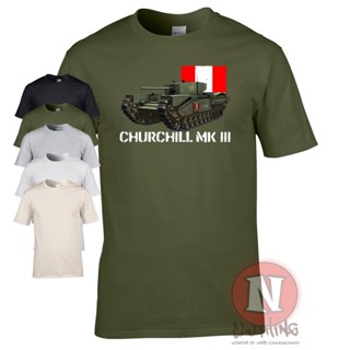 เสื้อยืด Churchill Mk 3 รถถังอังกฤษ World war 2 สไตล์คลาสสิก ไอเดียของขวัญที่ดี สําหรับผู้ที่ชื่นชอบ WW2S-5XL