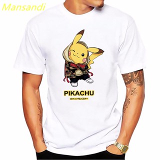 Kawaii Cartoon Pikachu Print T-shirt Men White Casual Anime Pokemon Cool Funny T Shirts Male T-shirt Steetwear Casu_07