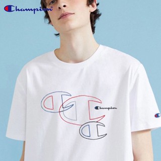 Champion Clogo เสื้อยืดแขนสั้น ผ้าฝ้าย พิมพ์ลายโลโก้ แฟชั่นสําหรับผู้ชาย และผู้หญิง