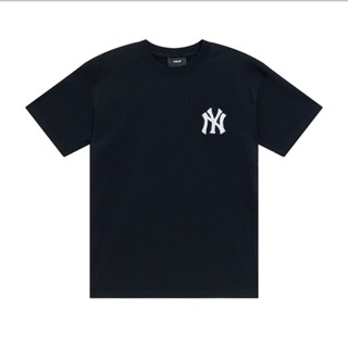 ❤❀ [พร้อมส่ง] ❤ ใหม่ เสื้อยืดแขนสั้น ผ้าฝ้าย ปักลายฉลาก MLB NY ขนาดใหญ่ แฟชั่นคู่รัก สําหรับชาย และหญิง