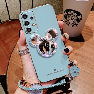 เคสโทรศัพท์ สําหรับ Samsung A53 A54 A14 A73 A23 A33 A52 A52S A32 A13 A72 4G 5G มือถือแบบนิ่ม กันกระแทก ลายการ์ตูน พร้อมกระจก หรูหรา