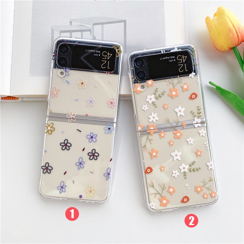 ใหม่ PC Hard สําหรับ Samsung Galaxy Z Flip6 4 3 Flip5 5G ดอกไม้ Full Encirclement ป้องกันความคิดสร้างสรรค์สําหรับ Galaxy Z ฝาครอบ