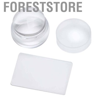 Foreststore Clear Silicone Nail Art Stamp Set With Lid And Scraper Stamper JFF