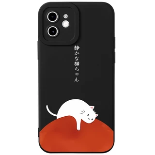 JURSUE เคสไอโฟน เคสซิลิโคนนุ่มกันกระแทกการ์ตูนน่ารักตลก เคสโทรศัพท์ สีดำ Compatible for iPhone 17 Air 16 15 14 13 12 11 Pro Max SE 2020 X XR XS 8 7 Plus พลัส Y2901