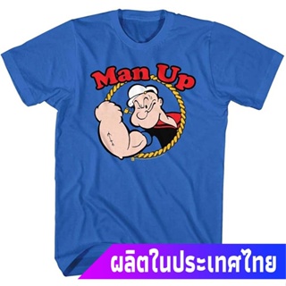 ผ้าฝ้าย 100%ป๊อปอาย เยาวชน Designs Popeye Shirt Man Up T-Shirt sale รถถัง S-3XL_03