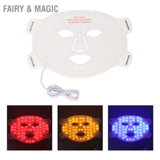 Fairy &amp; Magic LED Beauty Face Cover ซิลิโคนอ่อนนุ่มสีขาวพอร์ตชาร์จ USB อุปกรณ์ใบหน้าไฟ สำหรับการดูแลผิว