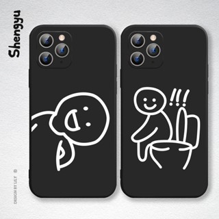 เคสโทรศัพท์มือถือ TPU นิ่ม ทรงสี่เหลี่ยม ลายคู่รัก WC สําหรับ iPhone 14 13 12 11 XS Pro Max Mini iPhone X XR 8 7 6 6S Plus 5 5S