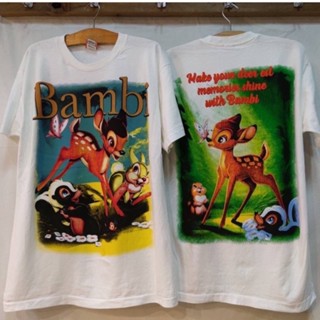 ฺBambi⚡️เสื้อยืดผ้าฟอก Unisex Cotton 💯งานใหม่ ทำเก่า ผ้าฟอกเฟดนุ่ม ไร้ตะเข็บข้าง สกรีนจมหน้าหลัง มี 3 สี เทา ขาว ครีม⚡️