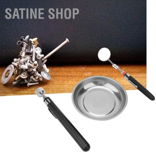 SaTine Shop 3 ชิ้นชุดเครื่องมือแม่เหล็กถาดสกรูถาด Telescopic Pickup เครื่องมือ กระจกตรวจสอบ