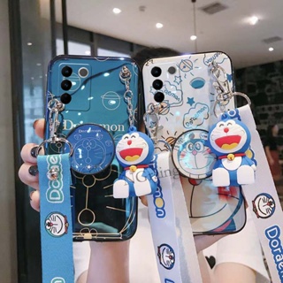 เคสโทรศัพท์มือถือ ลายการ์ตูนโดราเอมอน พร้อมสายคล้องคอ และตุ๊กตา สําหรับ Vivo V27 V27E V27 Pro