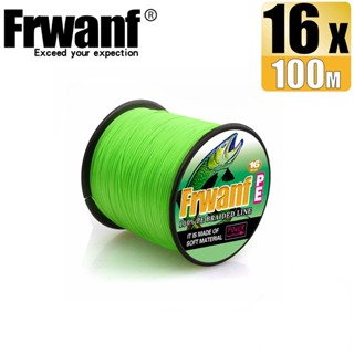 Frwanf สายเอ็นตกปลา PE แบบถัก 100 ม. 16 เส้น X16 20-500LB ทุกขนาด สีเขียวอ่อน