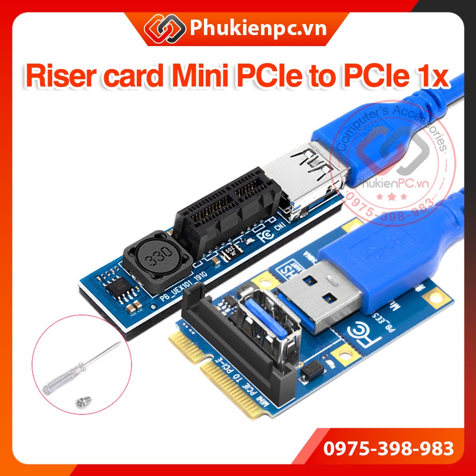 Mini PCIe to PCI-e Riser Cable 1X ติดตั้ง COM Card DP25 RS232 LPT การ์ดเสียง, การ์ด LAN สําหรับพีซีแ