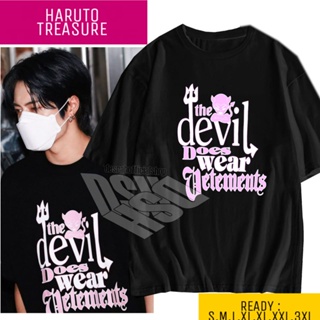 คอลูกเรือเสื้อยืดคอกลมเสื้อยืด พิมพ์ลาย THE DEVIL DOES WEAR สไตล์เกาหลีผ้าฝ้ายแท้_03