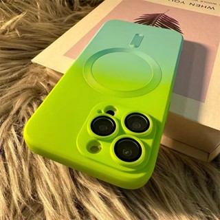 【Green+Cyan】Multi-color gradient silicone soft case เคส compatible for iphone 14 pro max 13 pro max 12 pro max 11 pro max case