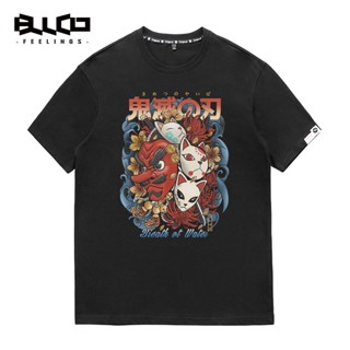 อะนิเมะการ์ตูนญี่ปุ่น Ghost Slayer Blade Black Tide Brand Big Tengu Mask Printing Men s Short Sleeves_08