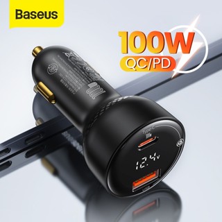 USB Baseus 100W Fast Charging Car Charger Digital Display PPS Dual Port USB Type C Quick Charge 4.0 3.0 PD Phone