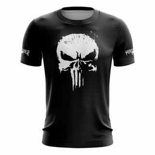 (The Punisher) เสื้อยืดลําลอง แขนสั้น สีดํา