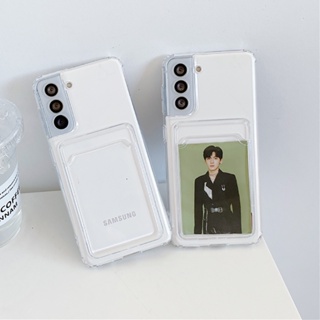 Czm เคสโทรศัพท์ซิลิโคนใส กันกระแทก พร้อมช่องใส่บัตร สําหรับ Samsung Galaxy S8 S9 S10 S20 S21 S22 S23 Plus Note 8 9 10 20 Ultra