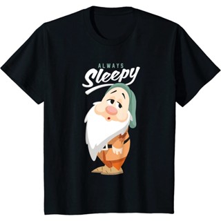 Disney Snow White and The Seven Dwarfs Always Sleepy T-Shirt Casual fashion Korean round collar trend_01