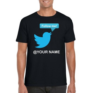 Yuanl5 {พร้อมส่ง เสื้อยืด ผ้าฝ้าย 100% พิมพ์ลายโลโก้ Twitter With Your Name Social Media พลัสไซซ์ XS-6XL สําหรับผู้_12