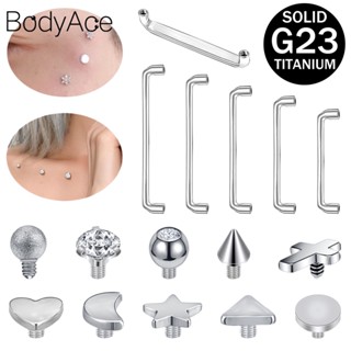 Bodyace 3 ชิ้น 16 กรัม G23 ไทเทเนียม ไมโคร เจาะ ความร้อน ดาว ดวงจันทร์ สมอ พื้นผิว เจาะ คริสตัล ผิวหนัง เจาะ