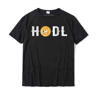 เสื้อยืดลําลอง ผ้าฝ้าย แขนสั้น พิมพ์ลาย LYZH HODL Dogecoin To The Moon สําหรับผู้ชาย