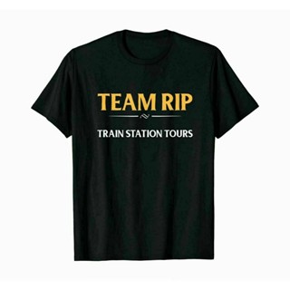 เสื้อยืดผู้ชาย เสื้อยืดผ้าฝ้ายพิมพ์ลายขายดี เสื้อยืด พิมพ์ลาย Team Rip Train Station Tours สีดํา 2022