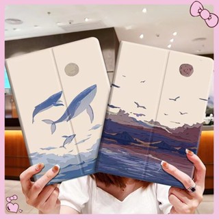 【Whale】For เคสไอแพด ลายการ์ตูน iPad Air 4/5 10.9 / Pro 11 /Mini 1 2 3 4 5 / iPad 2 3 4 / iPad Pro 9.7 Air1 Air2 / iPad Pro 10.5 / 10.2 gen9 gen8 7th Smart Case