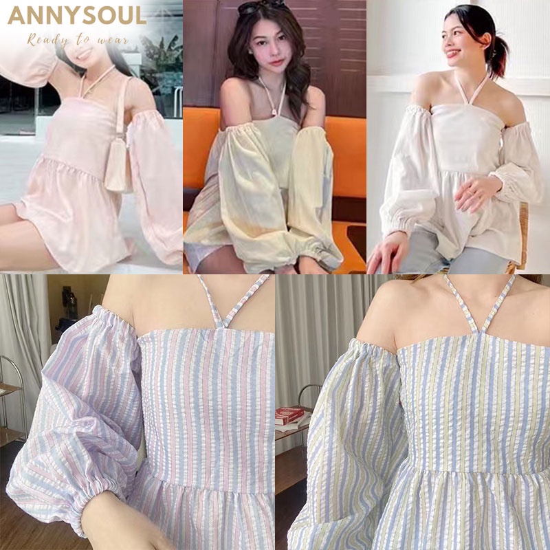 เสื้อครอปเเขนยาวเปิดไหล่สุดเซ็กซี่เสื้อครอปเเขนยาวเเฟชั่นลายดอกไม้