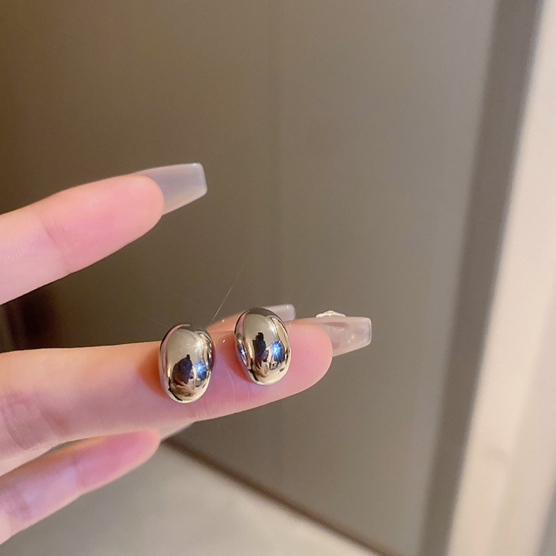 ต่างหูโลหะ รูปถั่ว เข้ากับทุกการแต่งกาย แฟชั่นเรียบง่าย - รูปที่ 3