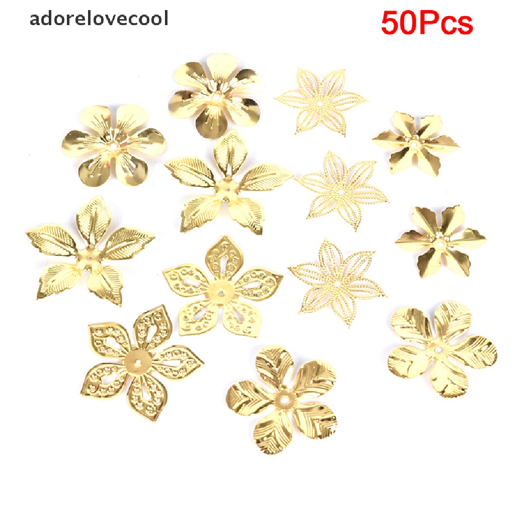 Adth เครื่องประดับโลหะ ลายดอกไม้ สไตล์วินเทจ DIY 50 ชิ้น/ชุด