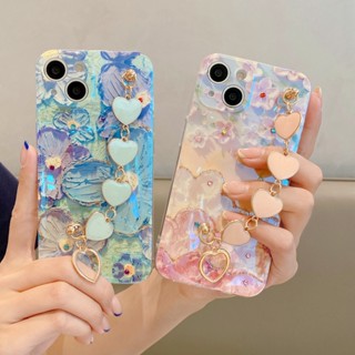 เคสโทรศัพท์มือถือ ลายภาพวาดสีน้ํามัน รูปดอกไม้ พร้อมสายคล้องมือ สําหรับ Samsung S23 UItra S22 S21 Plus S20 S21 FE