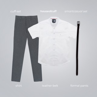 Smartcasual Set 28: เสื้อเชิ้ตออกซ์ฟอร์ด, กางเกงทางการ ทรงสลิมฟิต, เข็มขัด