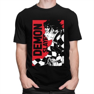 【ผ้าฝ้าย 100%】เสื้อยืดแขนสั้น ผ้าฝ้าย พิมพ์ลายอนิเมะ Demon Slayer Kamado Nezuko สําหรับผู้ชาย