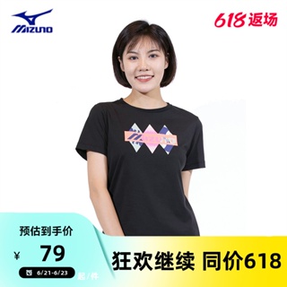 ▬☒Mizuno Mizuno outlets women s spring and summer round neck pullover print short-sleeved T-shirt al_01