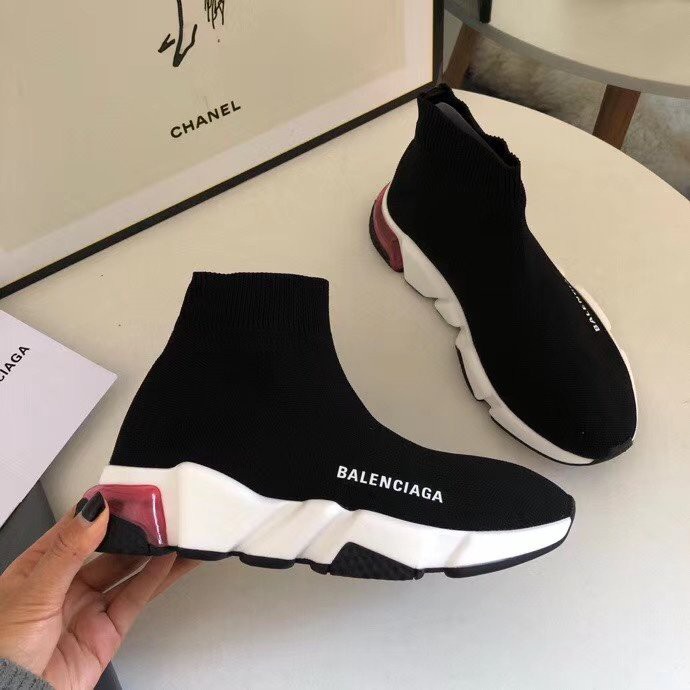 【MY Seller】 Balenciaga ของแท้ รองเท้าผ้าใบหนัง ข้อสูง สีดํา สําหรับผู้ชาย ไซซ์ 35-45 2021 001276