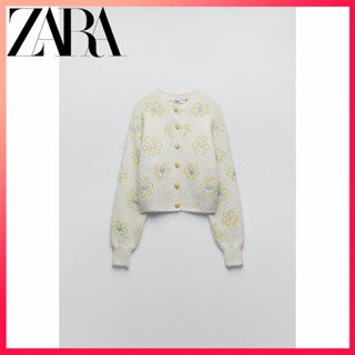 Zara ใหม่ เสื้อโค้ท ปักลายดอกไม้ สําหรับผู้หญิง