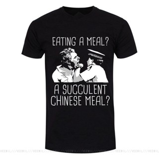 ขายดี เสื้อยืดผ้าฝ้าย พิมพ์ลาย Eating A Meal A Succulent Chinese Meal สีดํา สําหรับผู้ชาย PNkohc29PDdodi01