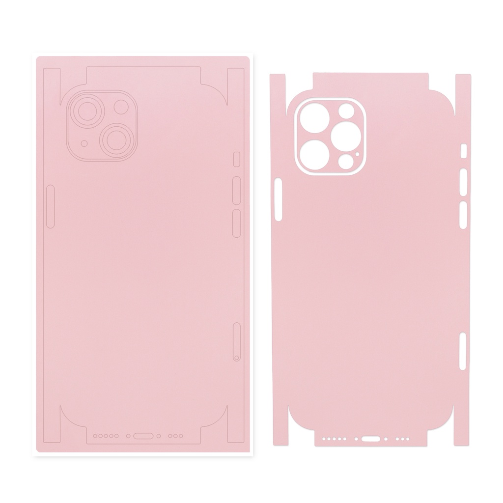 สีชมพูโลโก้ Cutout Anti-Scratch Skin สติกเกอร์ใช้งานร่วมกับ iPhone 7 8 Plus X XR 11 12 13 14 15 16 Pro Max Mini