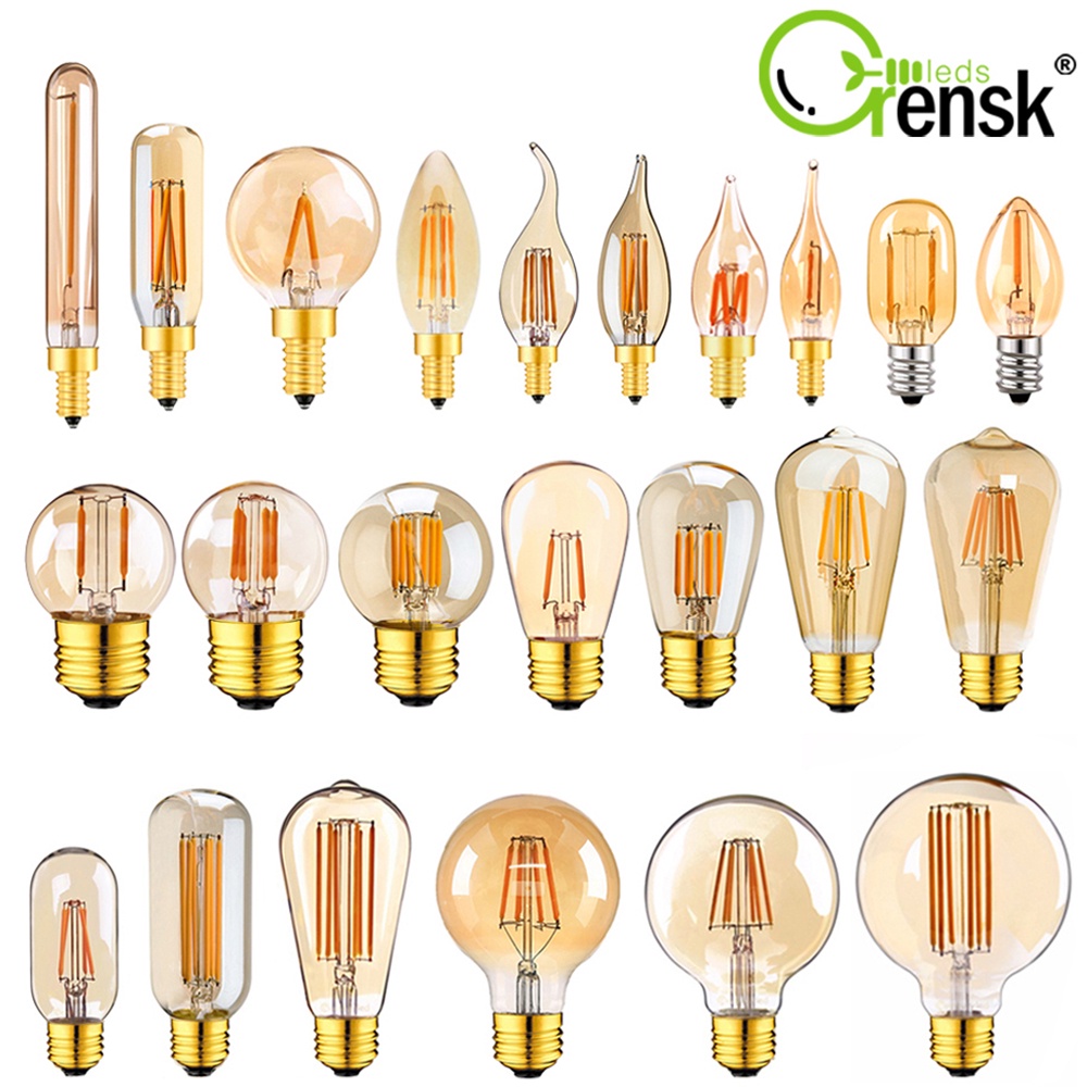 Vitange หลอดไฟ LED Edison E12 E14 E27 1W 2W 3W 4W 6W 8W C7 T22 C35 A19 G40 G80 ST45 ST64 หรี่แสงได้ 