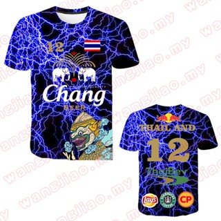 เสื้อยืดลําลอง แขนสั้น คอกลม พิมพ์ลาย THAILAND The number 12 สีแดง แฟชั่นฤดูร้อน สําหรับผู้ชาย