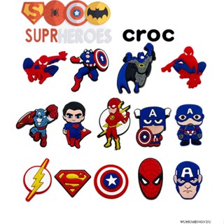 Marvel and DC Jibbitz Crocs สไปเดอร์แมน / ซุปเปอร์แมน / แบทแมน / ซุปเปอร์ฮีโร่ อุปกรณ์เสริมของขวัญ น่ารัก ถอดออกได้ ของขวัญสําหรับเด็ก