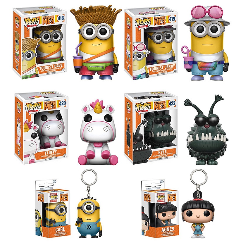 Funko Pop Despicable Minions Tourist Jerry Dave Unicorn Fluffy Kyle Agnes Brinquedos Action Figure C