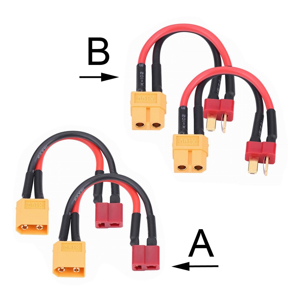 อะแดปเตอร์สายชาร์จ XT60 XT-60 หญิง เป็นชาย T 5 ซม. 14AWG (หรือ XT60 ชาย เป็นหญิง T) 2 ชิ้น