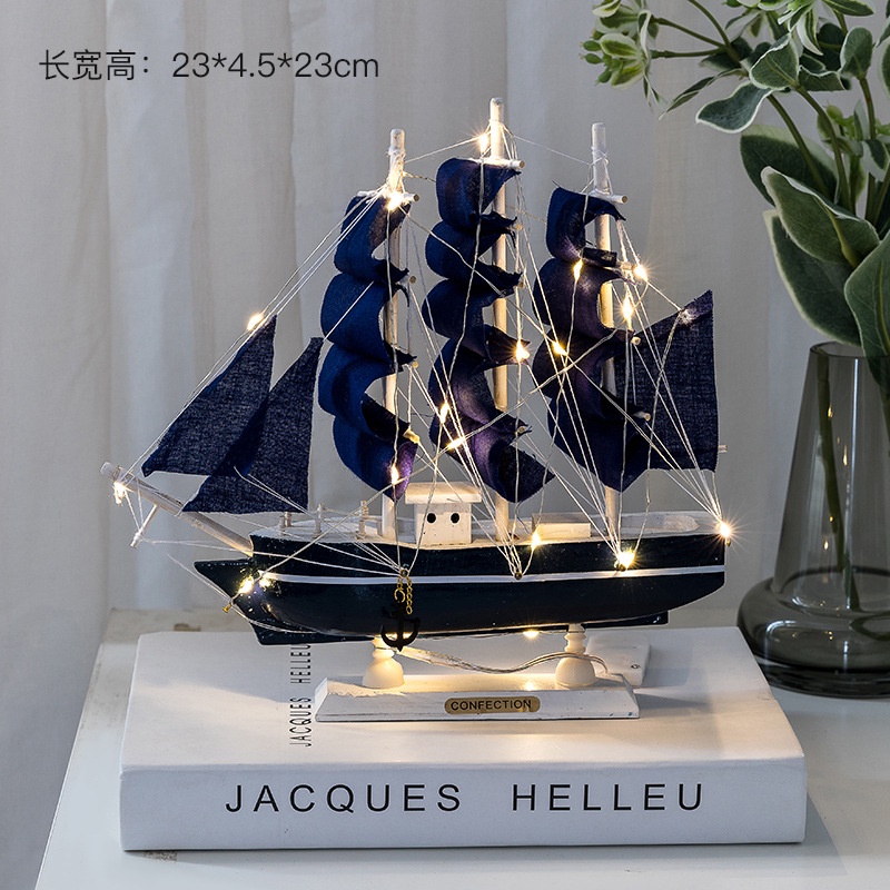 เรือเรือใบไม้รุ่น Vintage Handmade ไม้เรือใบรุ่น Nautical Home Room Decor เดสก์ท็อปเครื่องประดับ