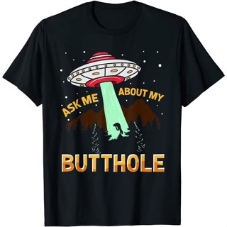 เสื้อยืด พิมพ์ลาย Ask Me About My Butthole Ufo Alien Space Planet สําหรับผู้ชาย_02