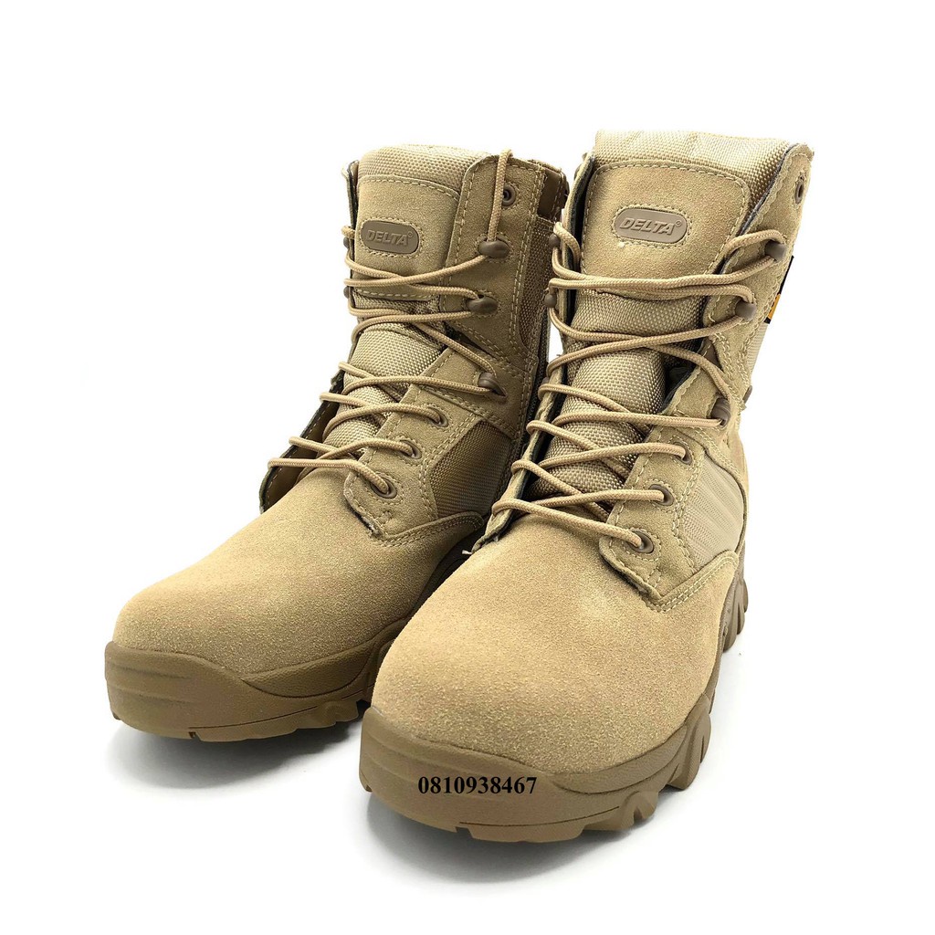 รองเท้าทหาร รองเท้าข้อยาว Delta  สีทราย เสริมด้วยผ้า Cordura 1000 D ทอละเอียดที่มีความหนาแน่นและทนทานสูง (สินค้าถ่ายจ